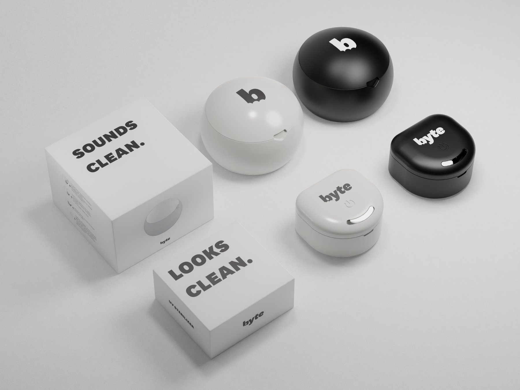 byte kit products on fabric — tongue scraper, floss, and rinse bottles